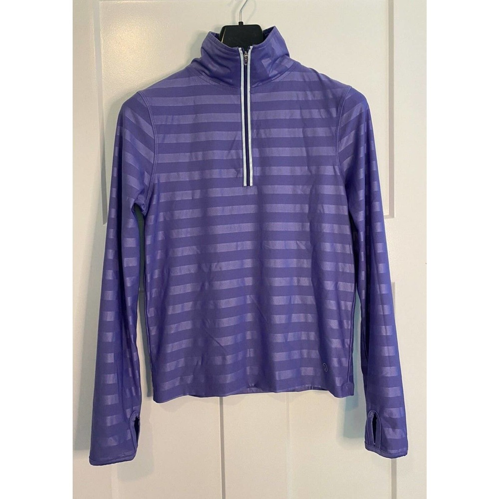 Vogo Athletica Striped 1/4 Zip Athletic Jacket Thumbholes Womens Size Small‎ S